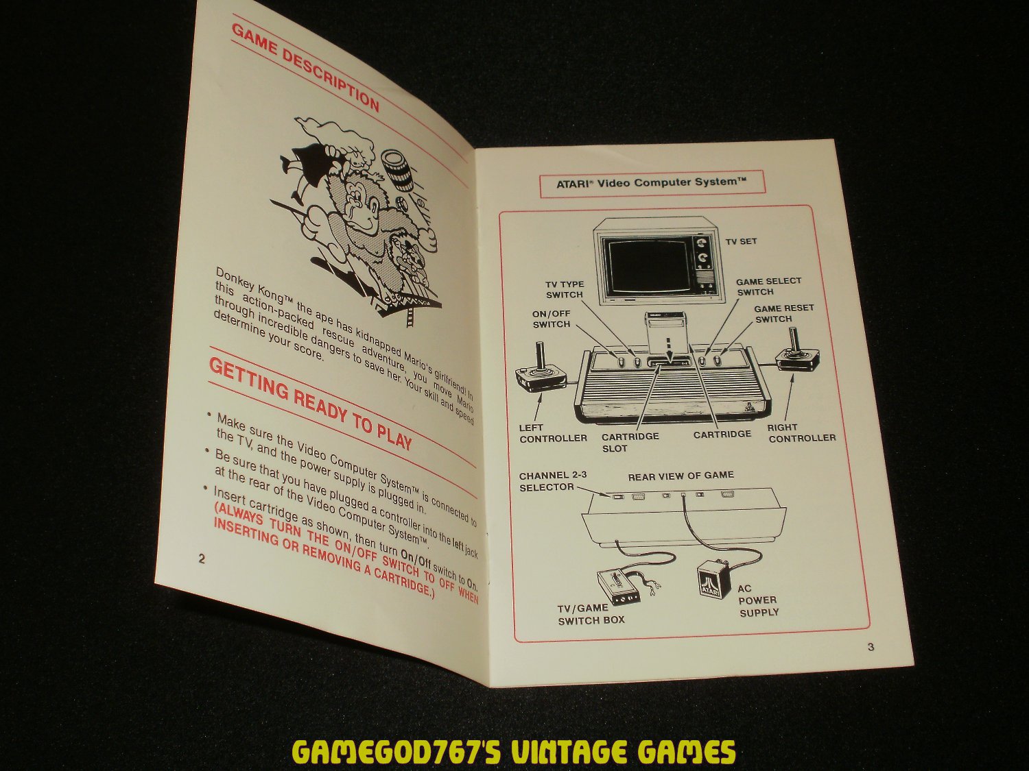 Donkey Kong - Atari 2600 - 1982 Manual Only