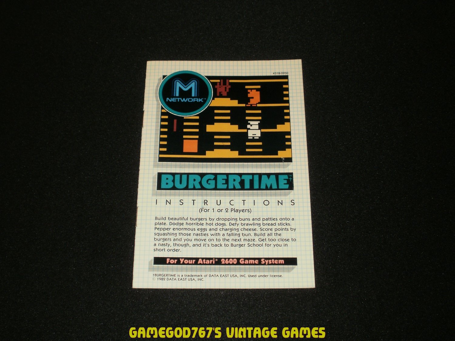 Burger Time - Atari 2600 - 1983 Manual Only