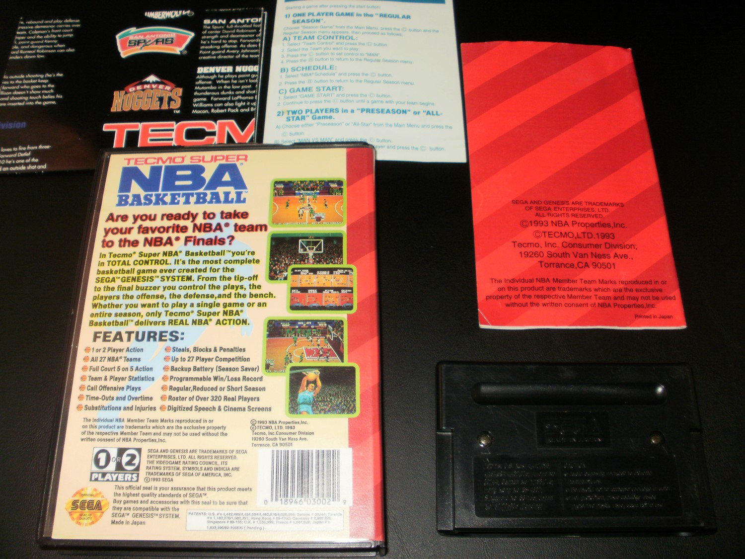 Tecmo Super NBA Basketball - Sega Genesis - Complete CIB