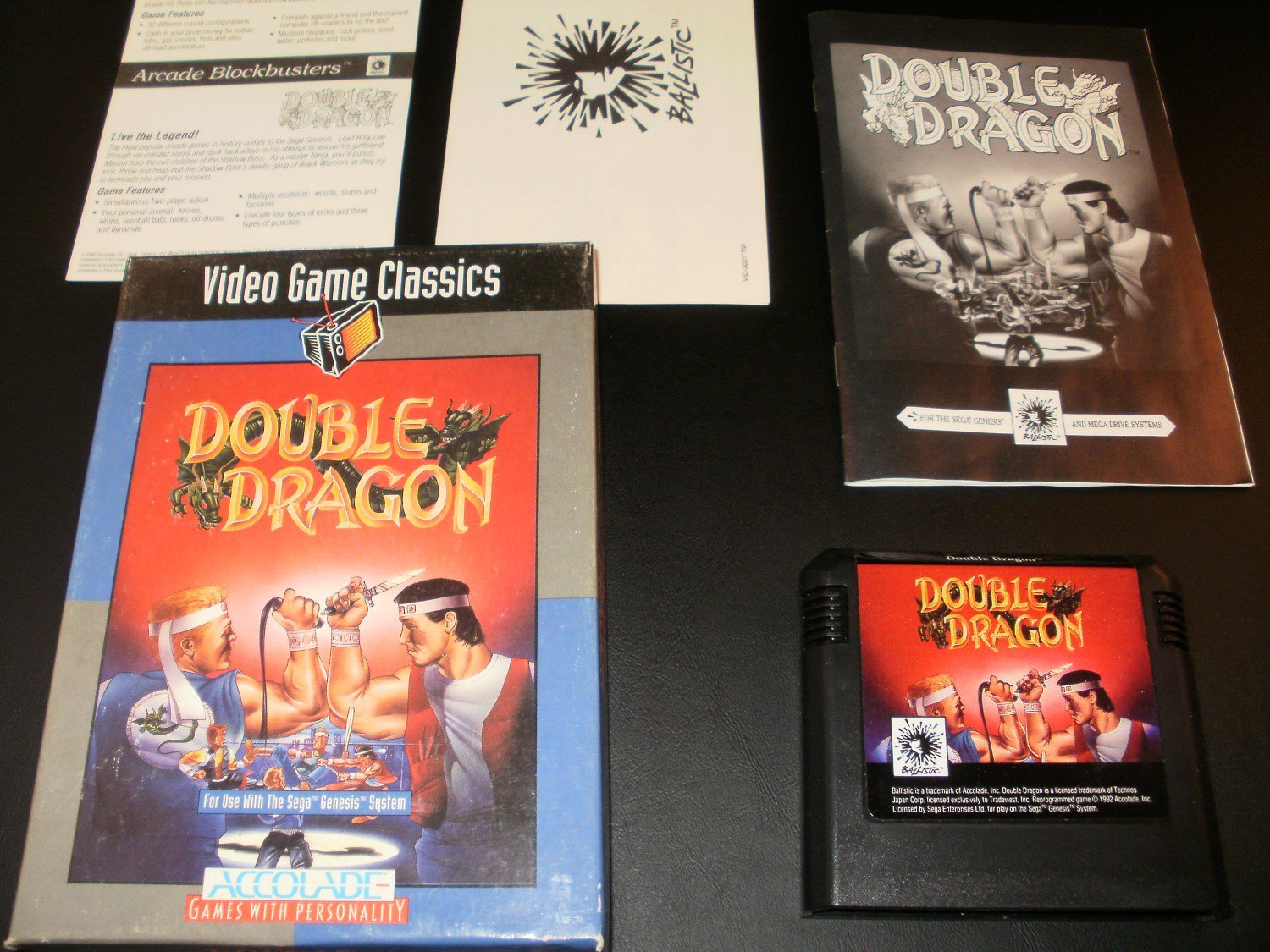 Double Dragon Sega Genesis Complete CIB Rare