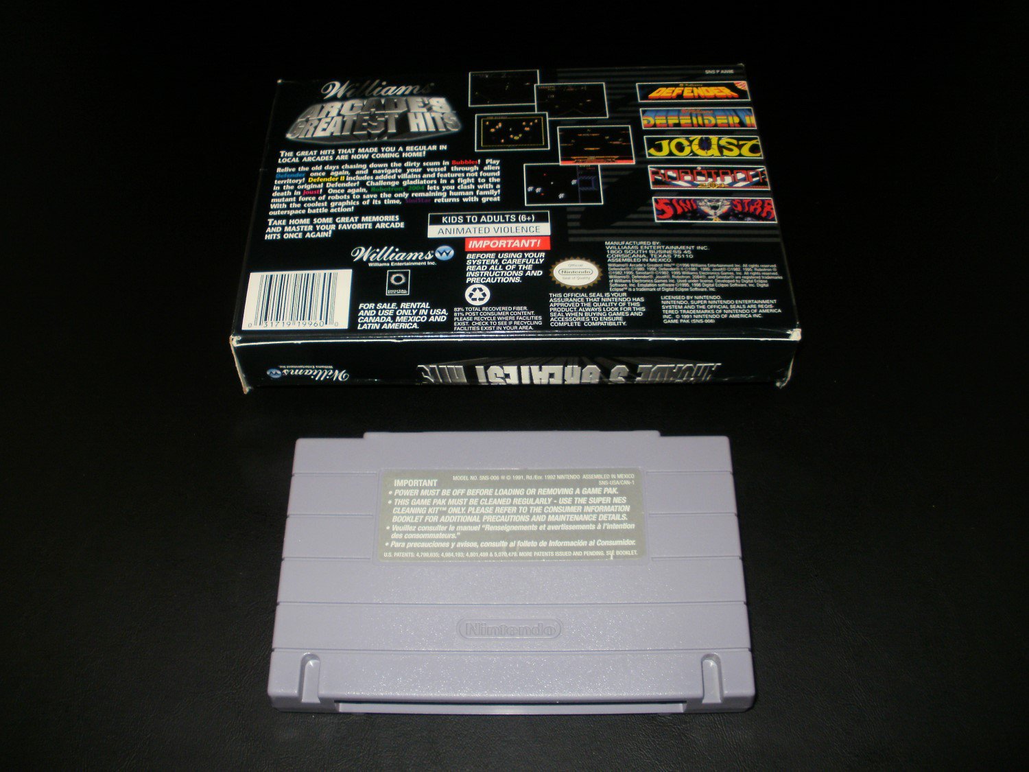 Williams Arcade's Greatest Hits - SNES Super Nintendo - With Box