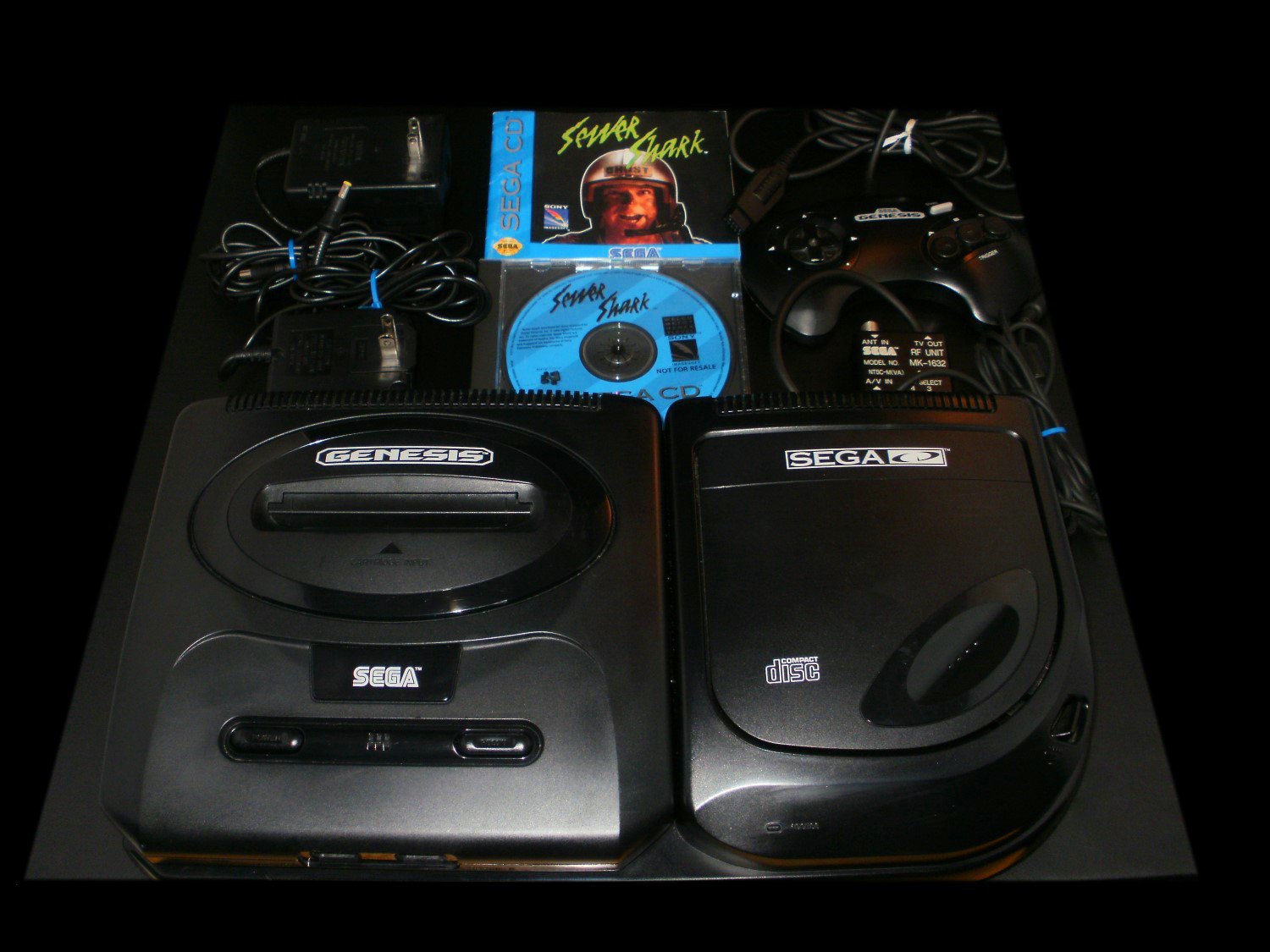 Sega CD System - With Model 2 Genesis & Sewer Shark