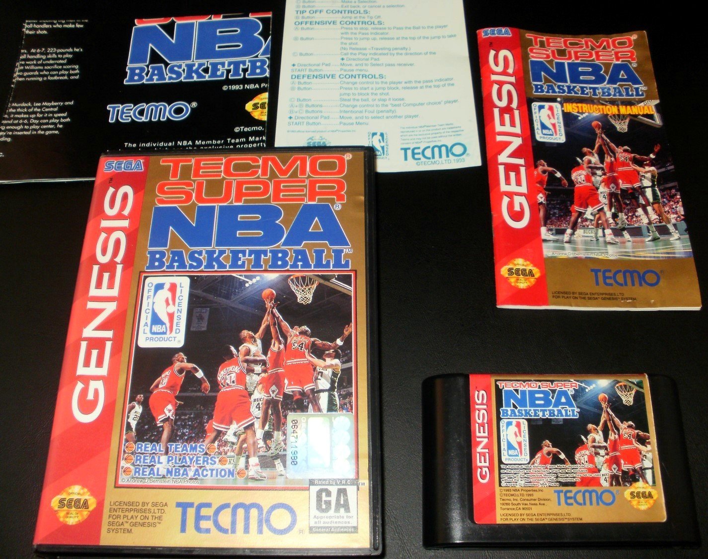 Tecmo Super NBA Basketball Sega Genesis Complete CIB