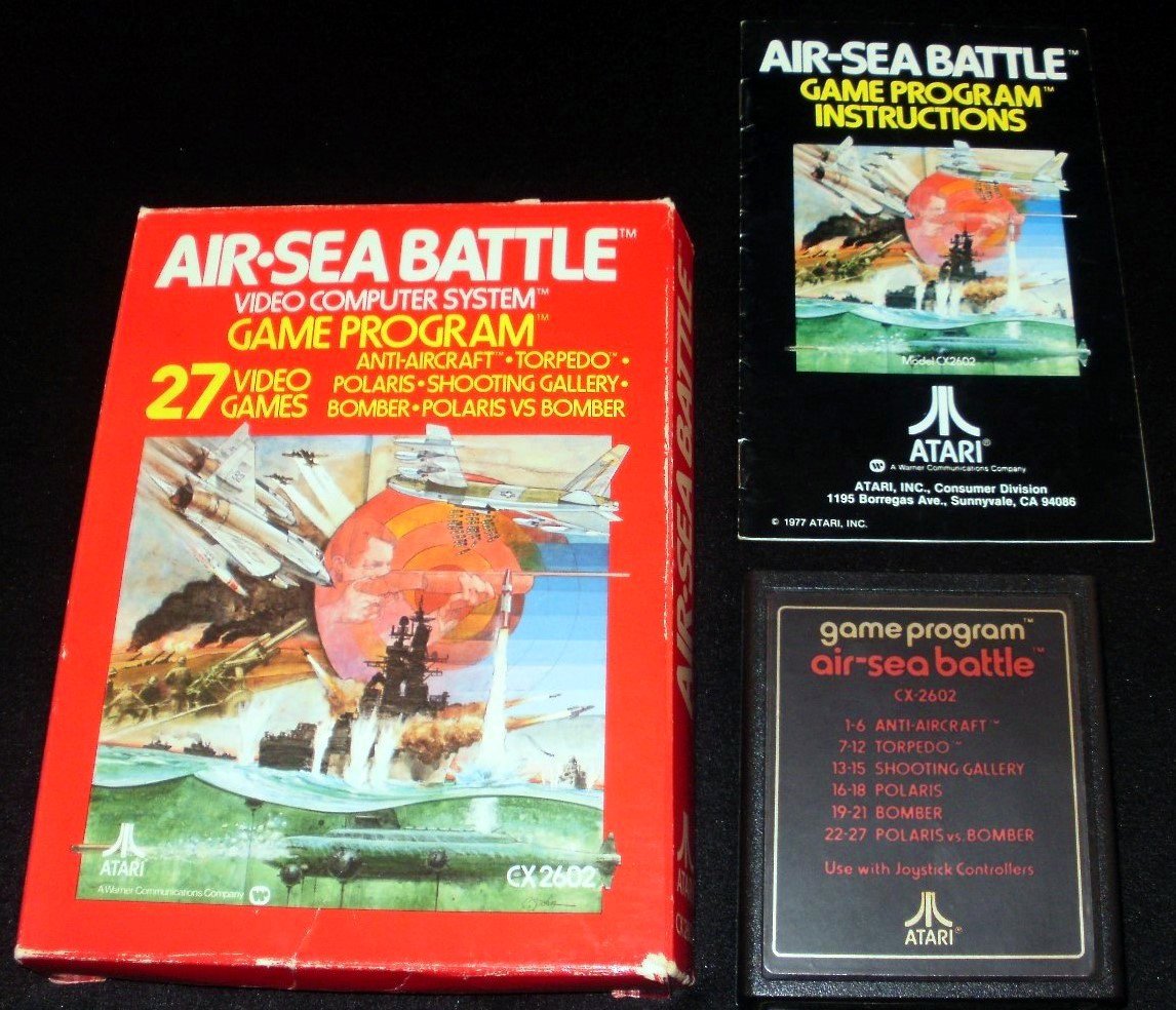 Jeu Atari 2600 Air Sea Battle Complet - Version PAL, Boîte, Notice - État Correct