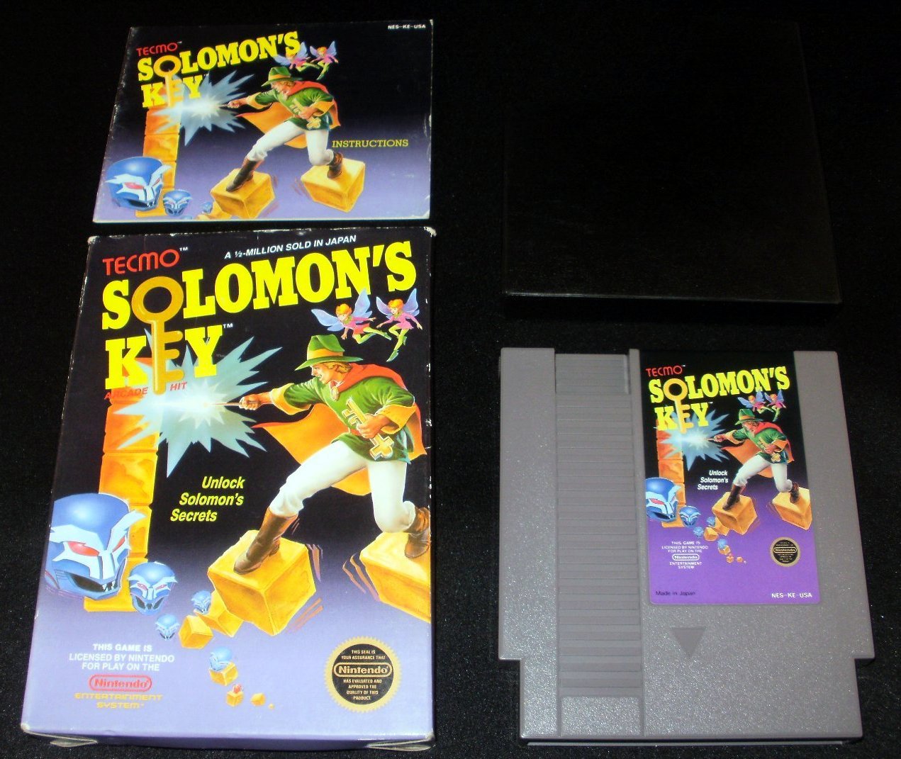 Solomon's Key - Nintendo NES - Complete CIB - 5 Screw 1987 Version