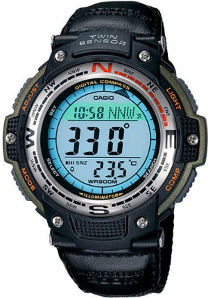 Casio COMPASS Thermometer Watch Cloth Band SGW-100B New