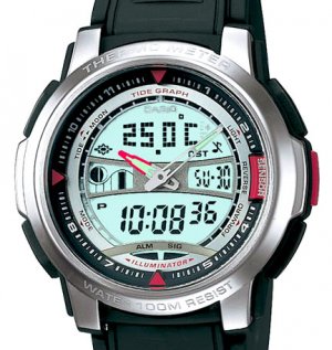 watch with compass thermometer tide graph moon graph