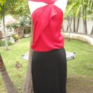 BCBGMAXAZRIA Draped RED/BLACK Contrast Dress 4 NWT $198