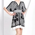 $258 BCBG CUTE BLACK COMBO TIE SLEEVE SILK DRESS XS NWT
