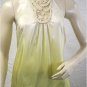 $178 LOVELY BCBG CREAM CHARTREUSE CROCHET SILK TOP S