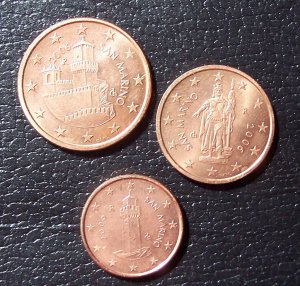 2006 San Marino 1 + 2 + 5 Euro Cents