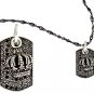 Royalty Collection 925 Sterling Silver Crown & Dark Tag Necklace Set