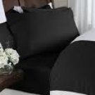 FLAT SHEET 100% EGYPTIAN COTTON FULL 400TC SATIN BLACK SOLID