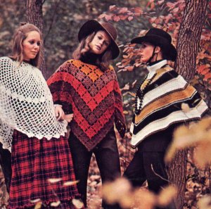 Mod 70s Ponchos Defined Knit and Crochet Patterns Hat Skirt Coat and 6 Ponchos