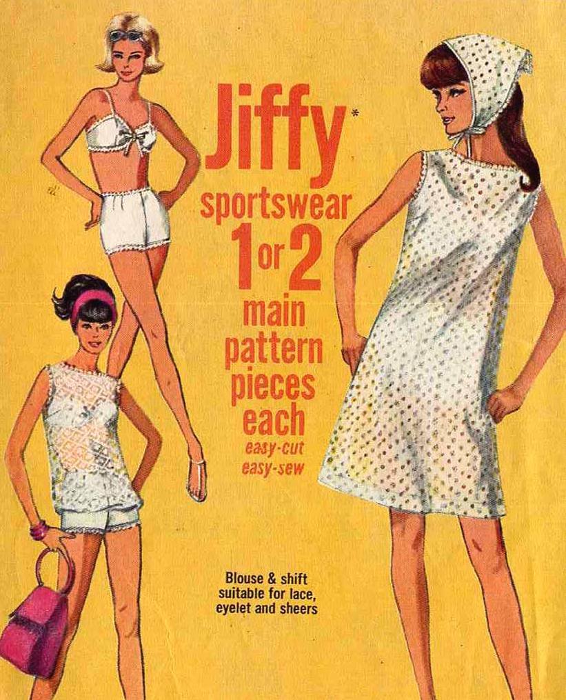 Sassy Mod 60s Jiffy High Waist Swimsuit, Beach Dress And Scarf Vintage 