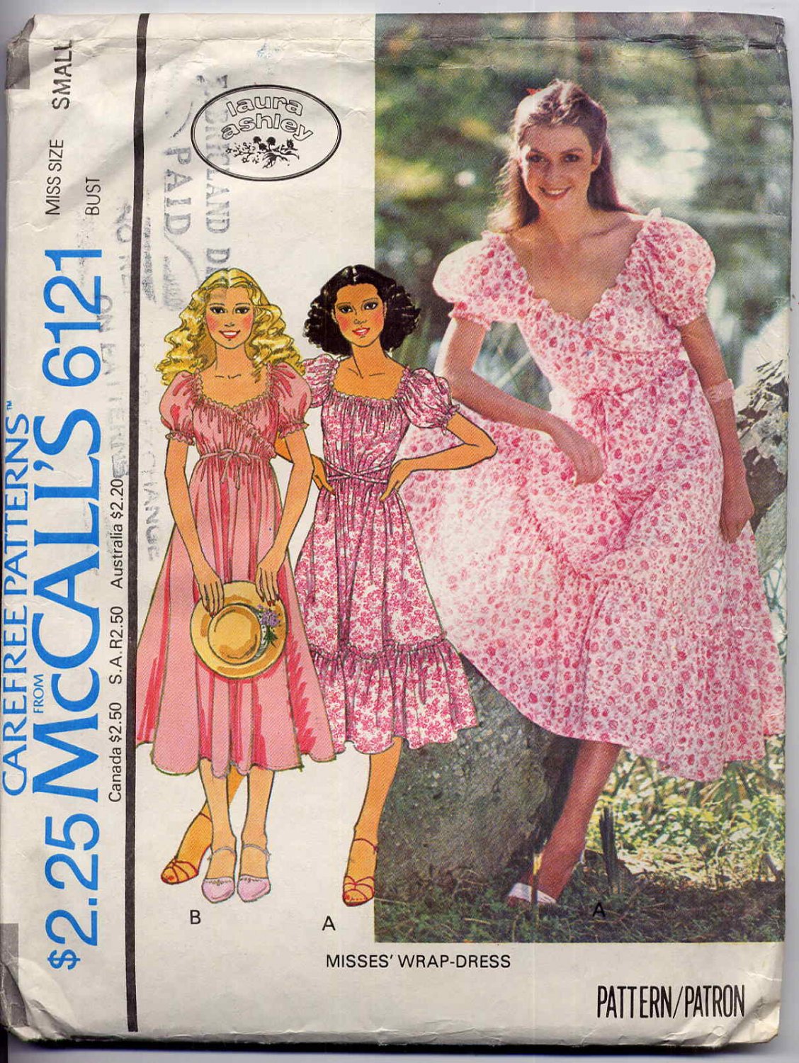 Sweet 70s Laura Ashley Ruffled Wrap Dress McCalls 6121 Vintage Pattern