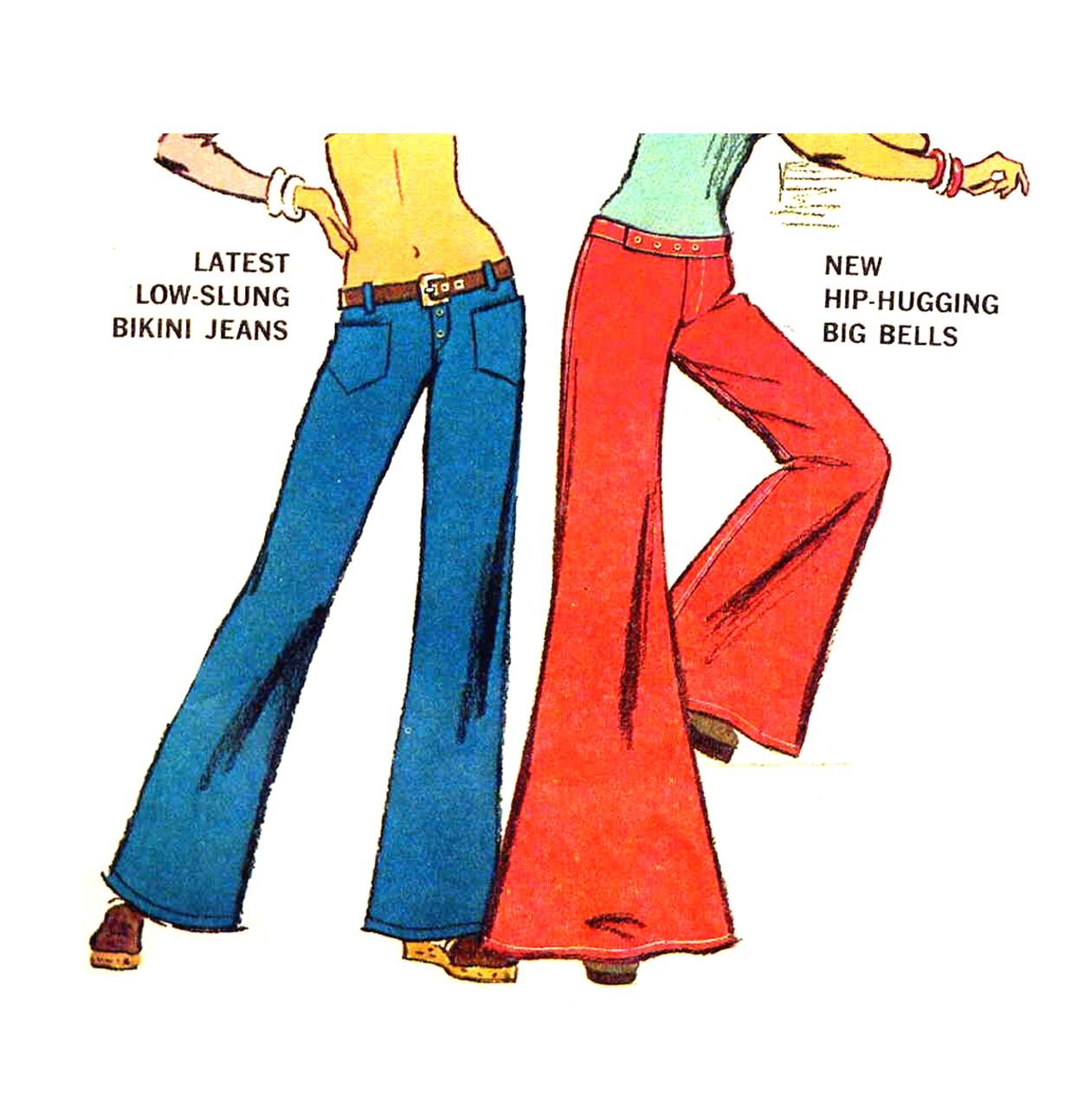 Mod 70s Low Slung Bikini Jeans or Big Bells Vintage Simplicity 5143 ...