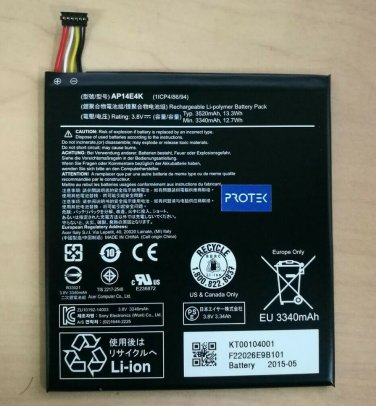 Genuine Battery AP14E4K For Acer Iconia One 7 B1-750 KT00104001 1ICP4/86/94