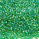 Transparent Rainbow Green 11/0 Glass Seed Beads 1/4 lb
