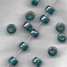 Translucent Luster Teal  6X5mm Handmade Indian Glass Crow Beads 16" strand