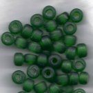 Transparent Matte Emerald  9X7mm Handmade Indian Glass Crow Beads 24" strand