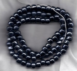 Opaque Luster Charcoal 9X7mm Handmade Indian Glass Crow Beads 24" strand