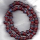 Transparent Matte Red/Blue 9X7mm Handmade Indian Glass Crow Beads 24" strand