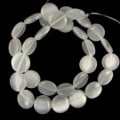 White Coin Grade A Cat's Eye Beads 12mm 16" Strand