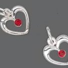 Lt Siam Swarovski and Pewter Heart Charms