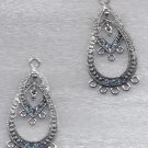 Silver Plated 1 to 8 Teardrop Drop w/Aquamarine Swarovski 38mm