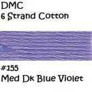 DMC 6 Strnd Cotton Embroidery Floss Medim Dk Blue Violiet 155