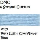 DMC 6 Strnd Cotton Embroidery Floss Very Lt Cornflower Blue 157