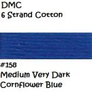 DMC 6 Strnd Cotton Embroidery Floss Med Vry Dk Cornflower Blue 158