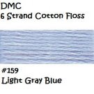 DMC 6 Strnd Cotton Embroidery Floss Lt Gray Blue 159