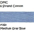 DMC 6 Strnd Cotton Embroidery Floss Md Gray Blue 160