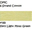DMC 6 Strnd Cotton Embroidery Floss Very Light Moss Green 165