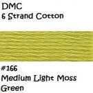 DMC 6 Strnd Cotton Embroidery Floss Medium Light Moss Green 166