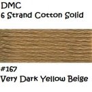 DMC 6 Strnd Cotton Embroidery Floss Very Dk Yellow Beige 167