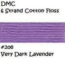 DMC 6 Strnd Cotton Embroidery Floss Very Dark Lavender 208