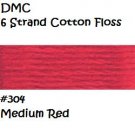DMC 6 Strnd Cotton Embroidery Floss Medium Red 304