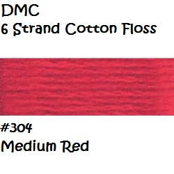 DMC 6 Strnd Cotton Embroidery Floss Medium Red 304