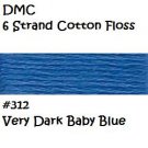 DMC 6 Strnd Cotton Embroidery Floss Medium Very Dark Baby Blue 312