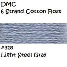 DMC 6 Strnd Cotton Embroidery Floss Light Steel Gray 318