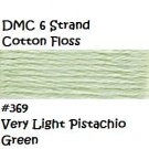 DMC 6 Strnd Cotton Embroidery Floss Vry Lt Pistachio 369