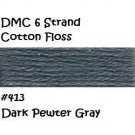 DMC 6 Strnd Cotton Embroidery Floss Dark Pewter Gray 413