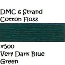 DMC 6 Strnd Cotton Embroidery Floss Vry Dk Blue Green 500