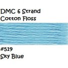 DMC 6 Strnd Cotton Embroidery Floss Sky Blue 519