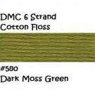 DMC 6 Strnd Cotton Embroidery Floss Dark Moss Green 580