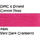 DMC 6 Strnd Cotton Embroidery Floss Very Dk Cranberry 600