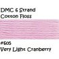 DMC 6 Strnd Cotton Embroidery Floss Vry Light Cranberry 605